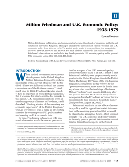 Milton Friedman and U.K. Economic Policy: 1938-1979