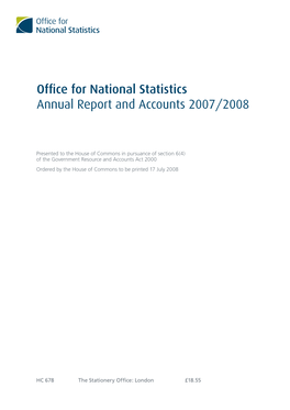 Office for National Statistics Annual Report and Accounts