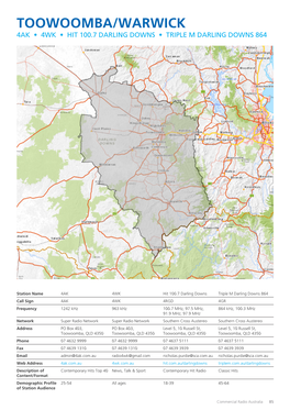 Toowoomba/Warwick 4Ak • 4Wk • Hit 100.7 Darling Downs • Triple M Darling Downs 864