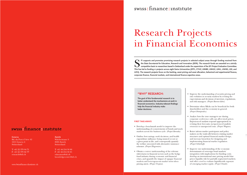 Research Projects in Financial Economics