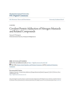 Covalent Protein Adduction of Nitrogen Mustards and Related Compounds Vanessa R