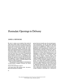 Formulaic Openings in Debussy