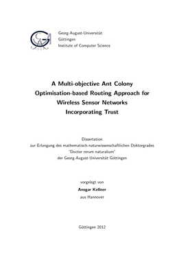A Multi-Objective Ant Colony Optimisation-Based Routing Approach for Wireless Sensor Networks Incorporating Trust