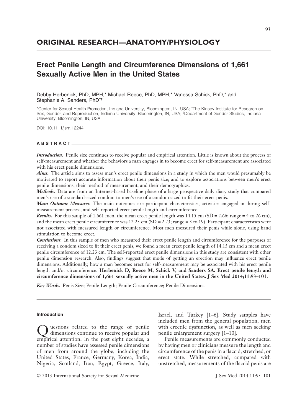 research paper about penile length