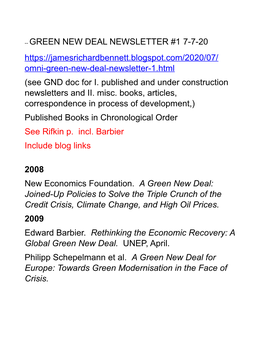 Green New Deal Newsletter #1, July 7, 2020