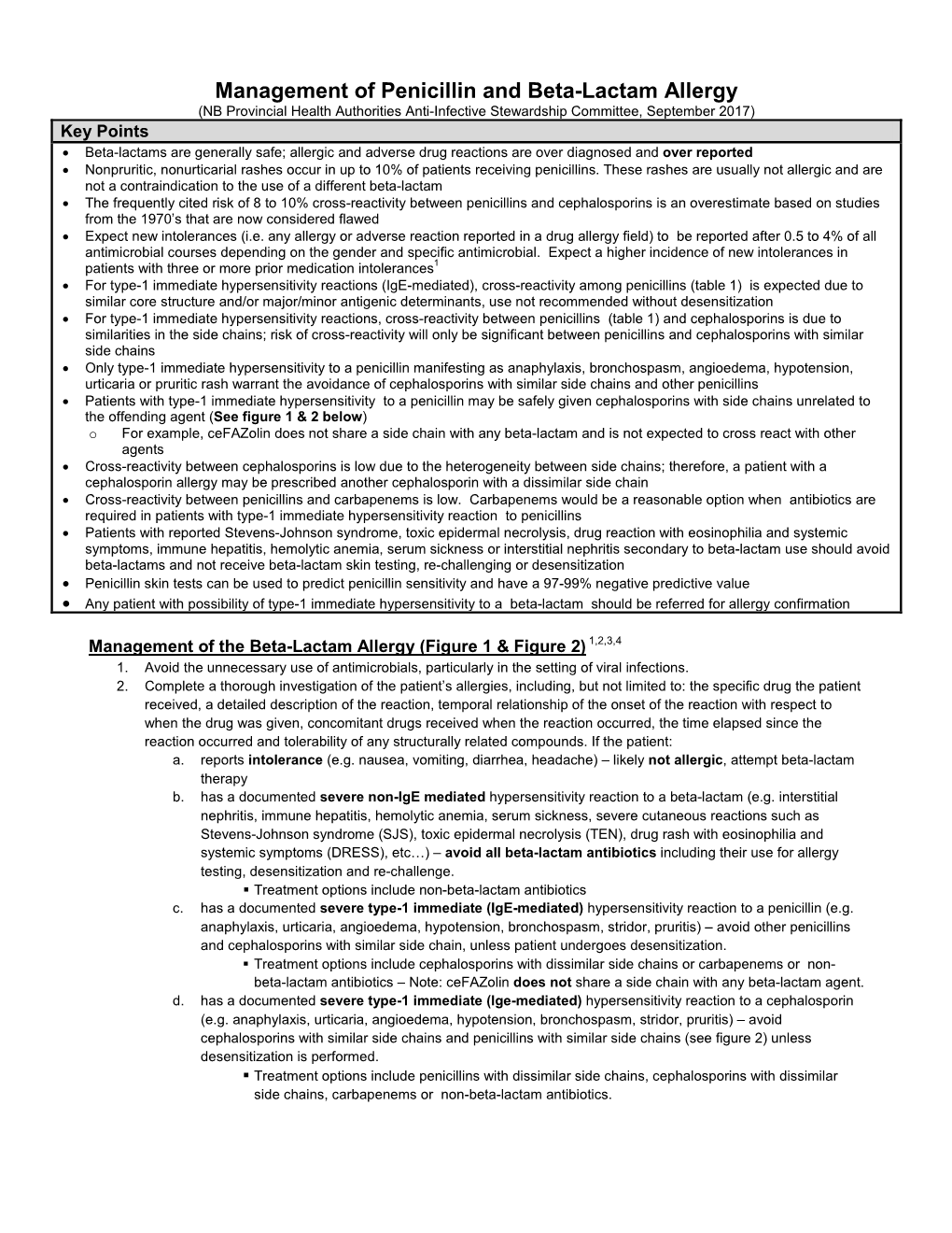 Management of Penicillin and Beta-Lactam Allergy