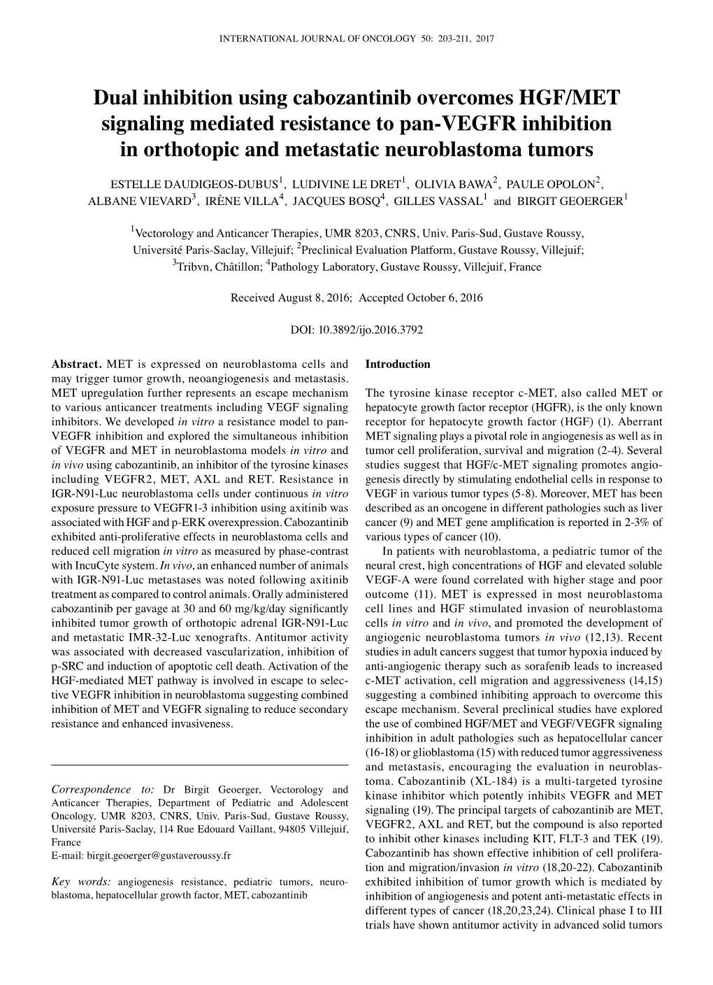 Dual Inhibition Using Cabozantinib Overcomes HGF/MET Signaling Mediated Resistance to Pan-VEGFR Inhibition in Orthotopic and Metastatic Neuroblastoma Tumors