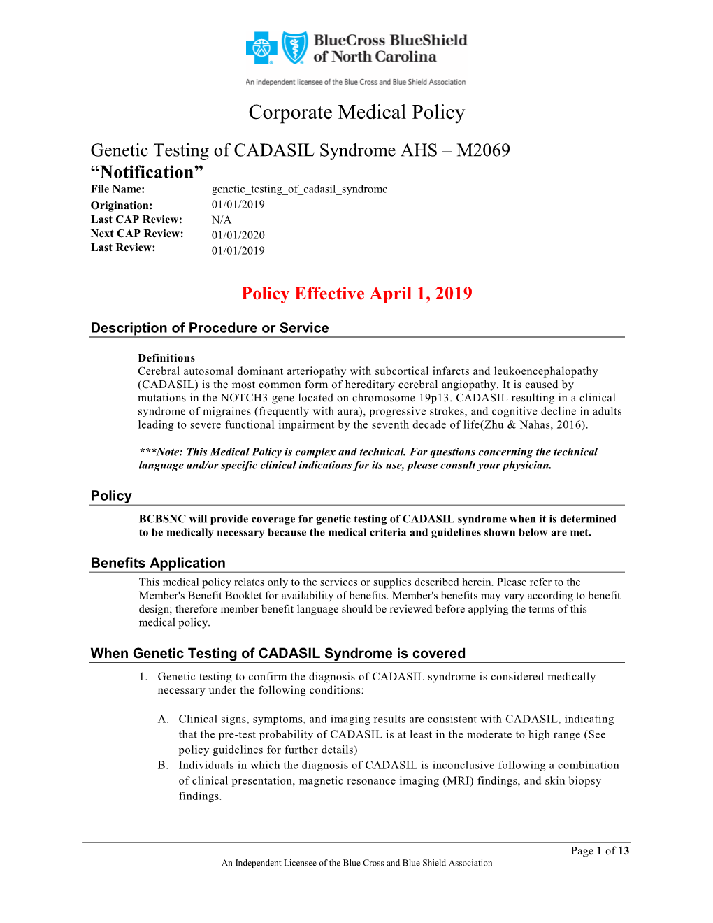 Corporate Medical Policy Template