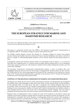 The European Strategy for Marine and Maritime Research