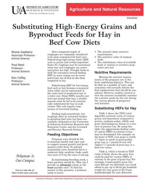 Substituting Grain for Hay in Beef Cow Diets