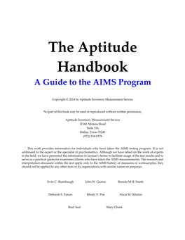 The Aptitude Handbook a Guide to the AIMS Program