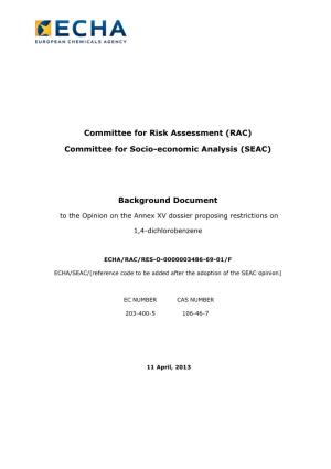 RAC) Committee for Socio-Economic Analysis (SEAC