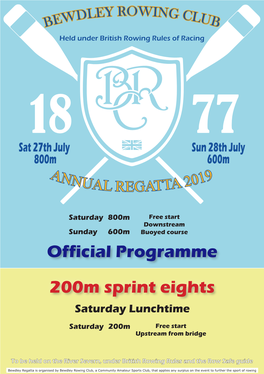 Official Programme 200M Sprint Eights