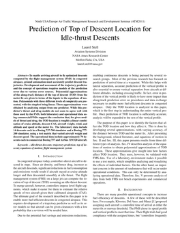 Prediction of Top of Descent Location for Idle-Thrust Descents