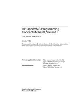 HP Openvms Programming Concepts Manual, Volume II