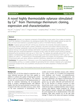 A Novel Highly Thermostable Xylanase Stimulated by Ca from Thermotoga