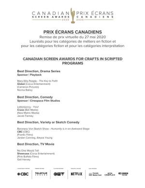 Prix Écrans Canadiens