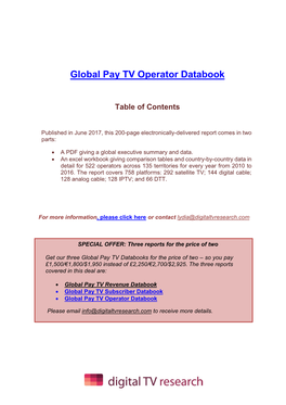 Global Pay TV Operator Databook