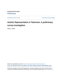 Autistic Representation in Television: a Preliminary Survey Investigation