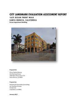 CITY LANDMARK EVALUATION ASSESSMENT REPORT 1659 OCEAN FRONT WALK SANTA MONICA, CALIFORNIA Purser Apartment Building