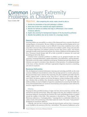 Common Lower Extremity Problems in Children Susan A