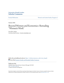 Beyond Women and Economics: Rereading "Women's Work" Drucilla K