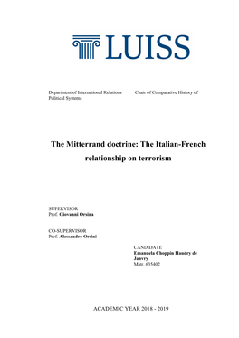 The Mitterrand Doctrine: the Italian-French Relationship On