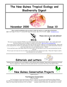 New Guinea Tropical Ecology and Biodiversity Digest