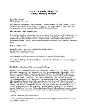 Grand National Curling Club Annual Meeting Minutes