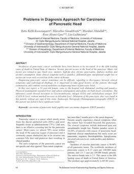 Problems in Diagnosis Approach for Carcinoma of Pancreatic Head