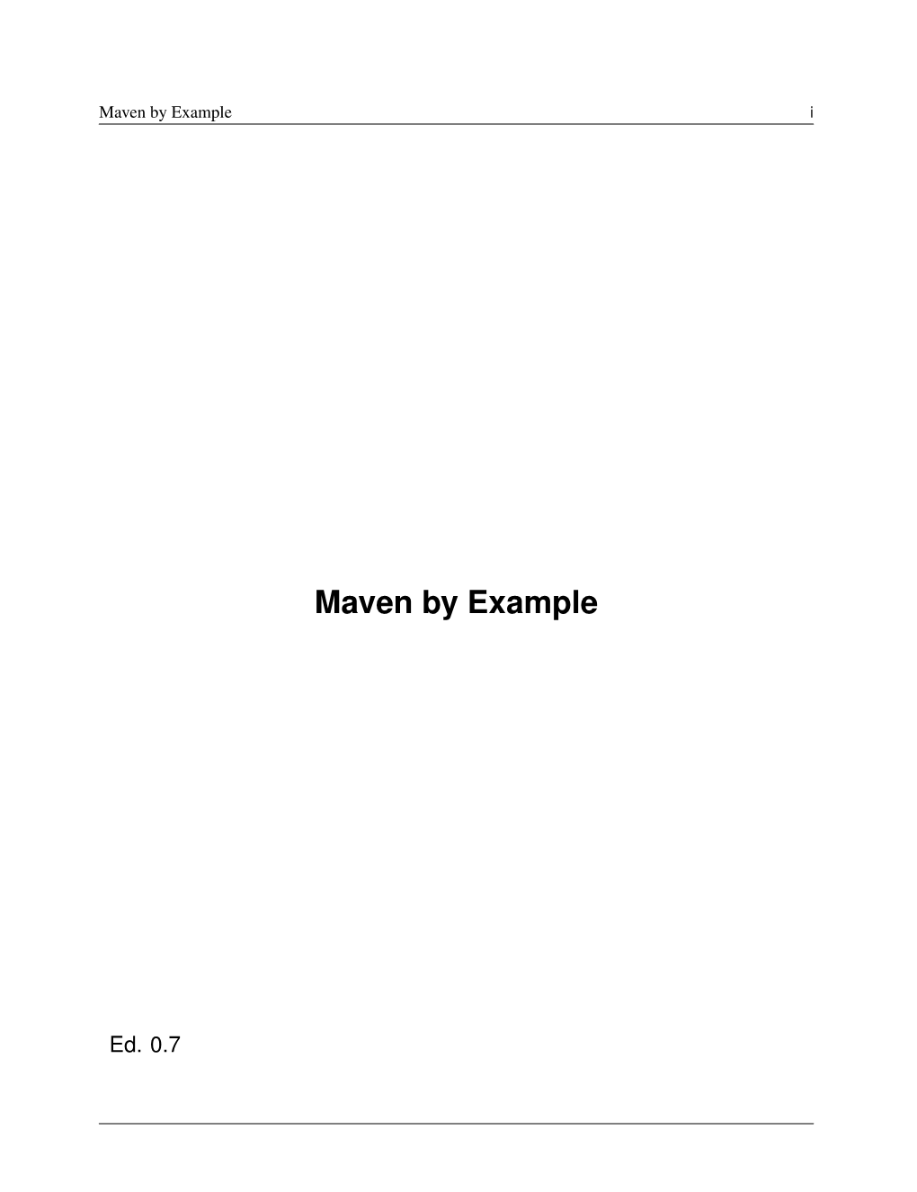 Maven by Example I