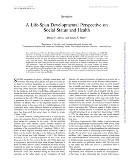 A Life-Span Developmental Perspective on Social Status and Health