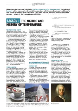 Lesson 1 the Nature and History of Temperature