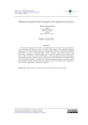 Minimal Length Scale Scenarios for Quantum Gravity