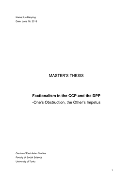 MASTER's THESIS Factionalism in the CCP and the DPP