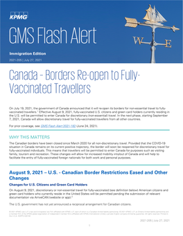 GMS Flash Alert 2021-205 Canada: Borders Re-Open To