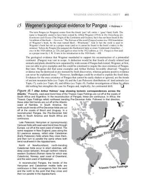 I5 Wegener's Geological Evidence for Pangea &lt; Holmes &gt;