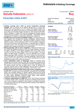 Garuda Indonesia (GIAA IJ) Buy