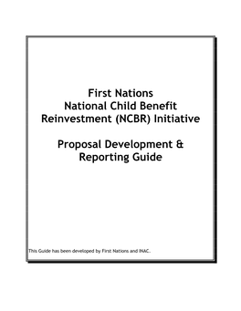 (NCBR) Initiative Proposal Development & Reporting Guide