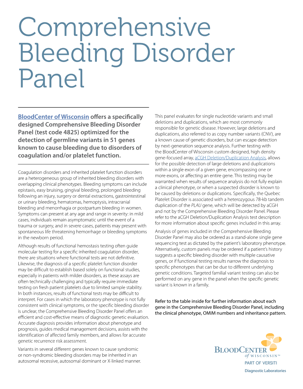 Comprehensive Bleeding Disorder Panel