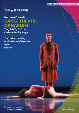 DANCE THEATRE of HARLEM Tue, Feb 17, 7:30 Pm Carlson Family Stage