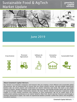 June 2019 Sustainable Food & Agtech