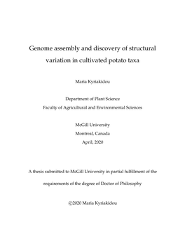 Genome Assembly and Discovery of Structural Variation in Cultivated Potato Taxa