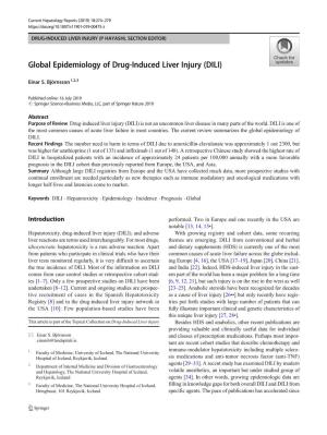 Global Epidemiology of Drug-Induced Liver Injury (DILI)