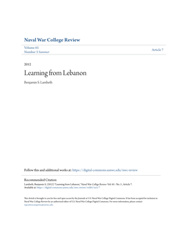 Learning from Lebanon Benjamin S