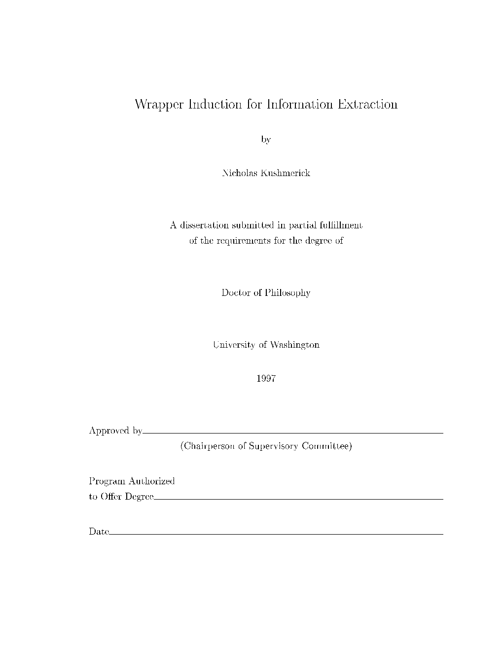 Wrapper Induction for Information Extraction