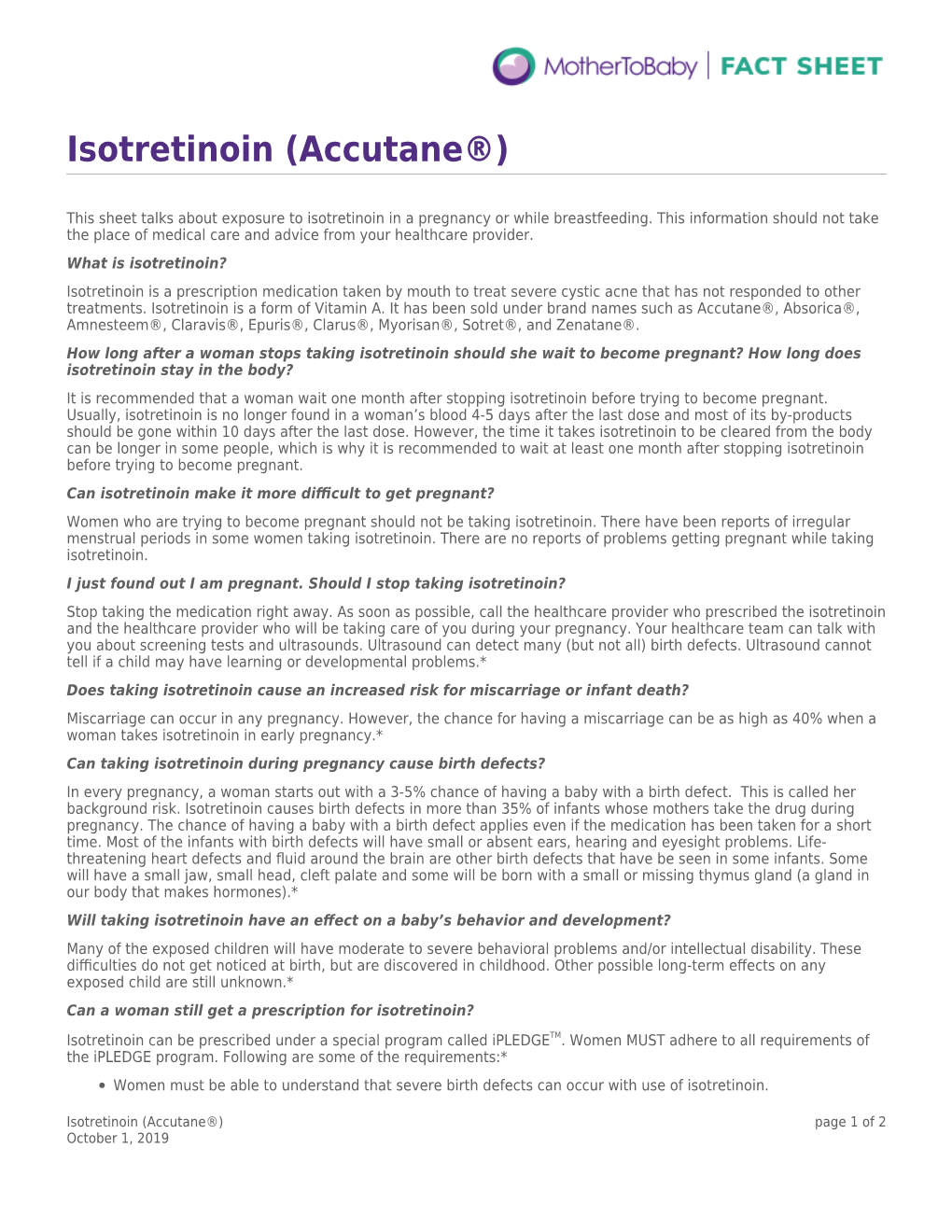 Isotretinoin (Accutane) and Pregnancy