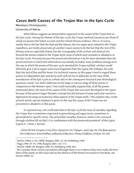 Causes of the Trojan War in the Epic Cycle