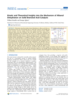 Kinetic and Theoretical Insights Into the Mechanism of Alkanol Dehydration on Solid Brønsted Acid Catalysts