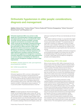 Orthostatic Hypotension in Older People: Considerations, Diagnosis and Management